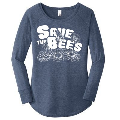 Save The Bees Floral Women's Perfect Tri Tunic Long Sleeve Shirt