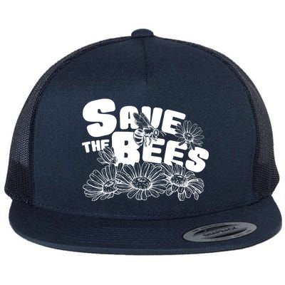 Save The Bees Floral Flat Bill Trucker Hat