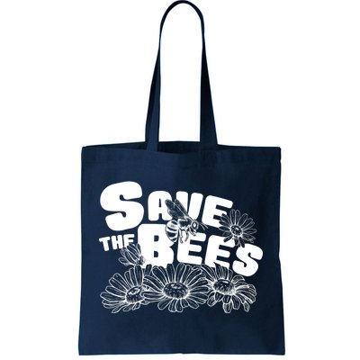 Save The Bees Floral Tote Bag