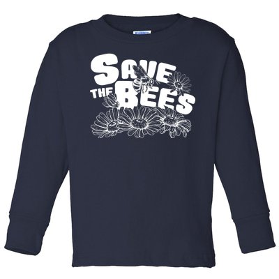 Save The Bees Floral Toddler Long Sleeve Shirt