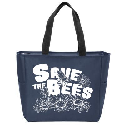 Save The Bees Floral Zip Tote Bag