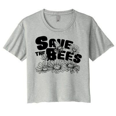 Save The Bees Floral Women's Crop Top Tee