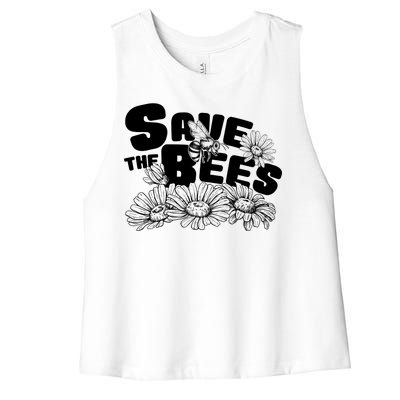 Save The Bees Floral Women's Racerback Cropped Tank