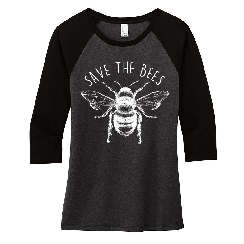 Save The Bees Vintage Women's Tri-Blend 3/4-Sleeve Raglan Shirt
