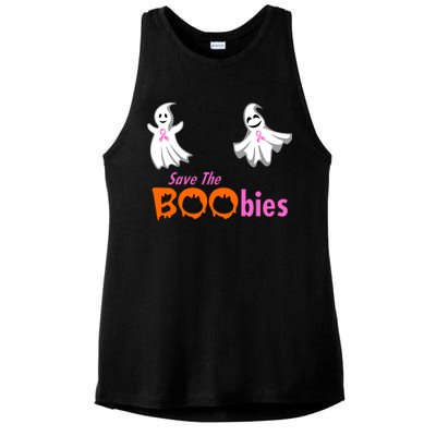 Save The Boobies Halloween Ghost Ladies PosiCharge Tri-Blend Wicking Tank