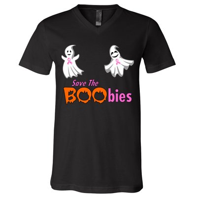 Save The Boobies Halloween Ghost V-Neck T-Shirt