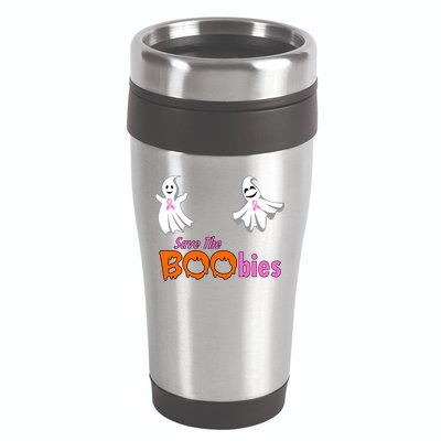 Save The Boobies Halloween Ghost 16oz Travel Tumbler