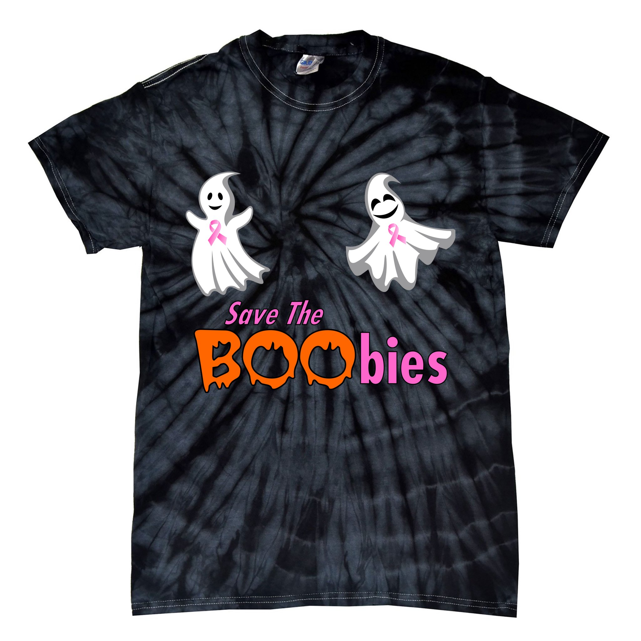 Save The Boobies Halloween Ghost Tie-Dye T-Shirt