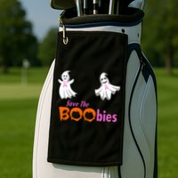 Save The Boobies Halloween Ghost Golf Towel