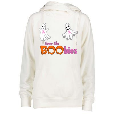 Save The Boobies Halloween Ghost Womens Funnel Neck Pullover Hood