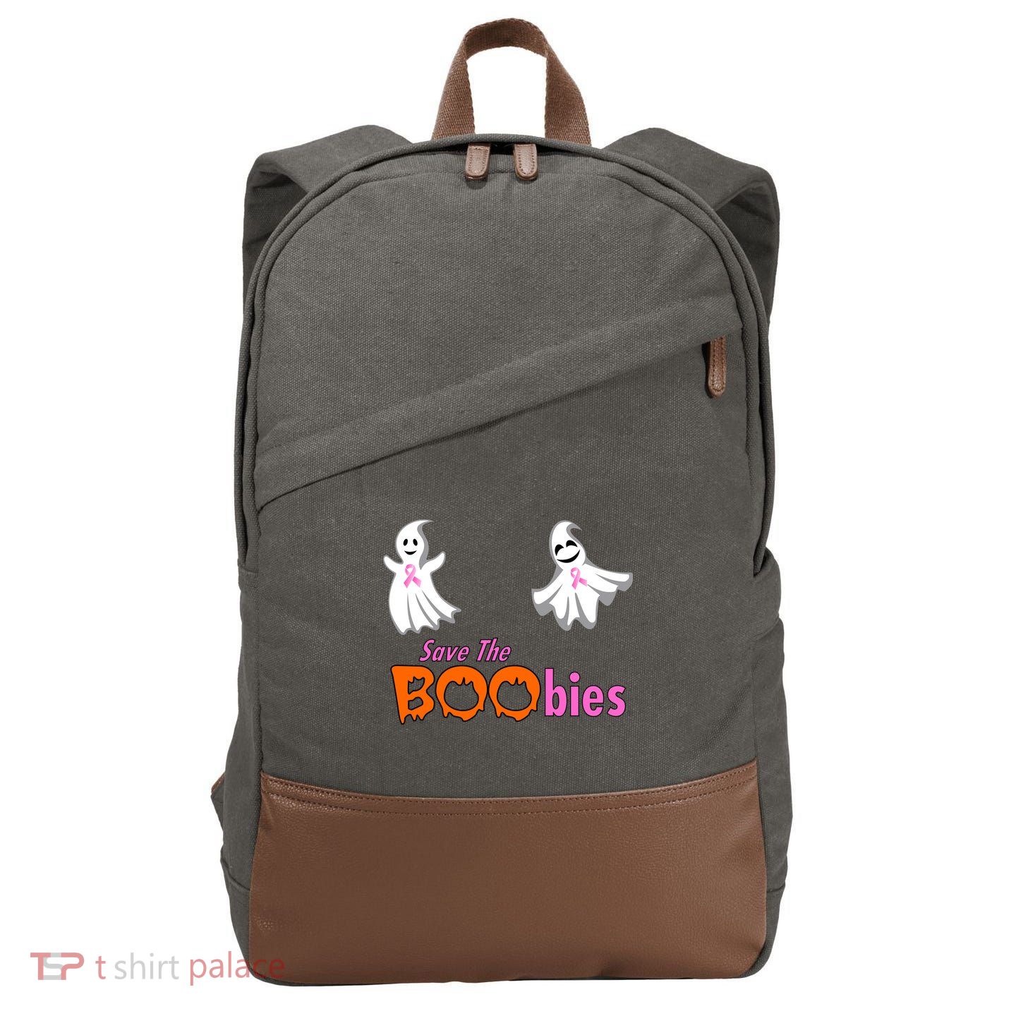 Save The Boobies Halloween Ghost Cotton Canvas Backpack