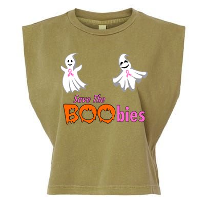 Save The Boobies Halloween Ghost Garment-Dyed Women's Muscle Tee