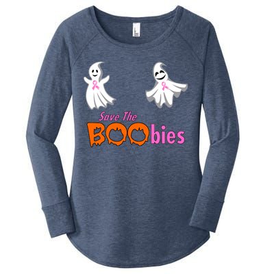 Save The Boobies Halloween Ghost Women's Perfect Tri Tunic Long Sleeve Shirt