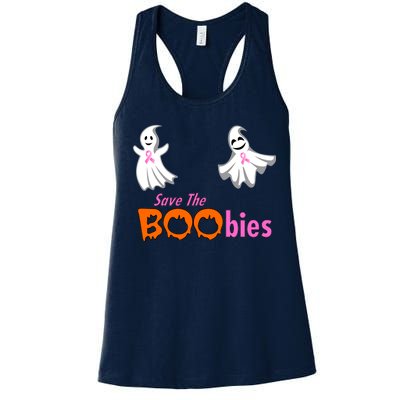 Save The Boobies Halloween Ghost Women's Racerback Tank