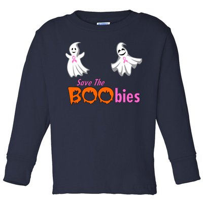 Save The Boobies Halloween Ghost Toddler Long Sleeve Shirt