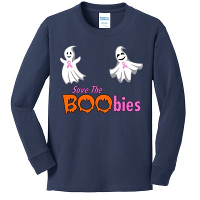 Save The Boobies Halloween Ghost Kids Long Sleeve Shirt