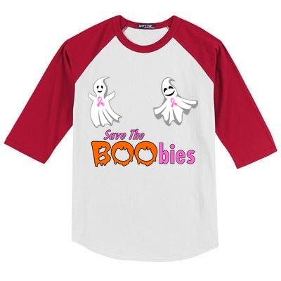 Save The Boobies Halloween Ghost Kids Colorblock Raglan Jersey