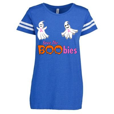 Save The Boobies Halloween Ghost Enza Ladies Jersey Football T-Shirt