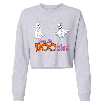 Save The Boobies Halloween Ghost Cropped Pullover Crew