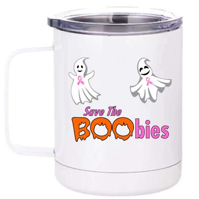 Save The Boobies Halloween Ghost 12 oz Stainless Steel Tumbler Cup