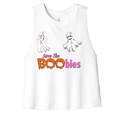 Save The Boobies Halloween Ghost Women's Racerback Cropped Tank