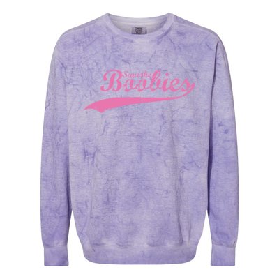 Save The Boobies Retro Breast Cancer Colorblast Crewneck Sweatshirt