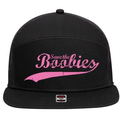 Save The Boobies Retro Breast Cancer 7 Panel Mesh Trucker Snapback Hat