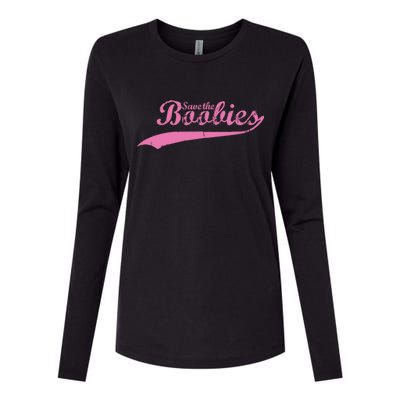 Save The Boobies Retro Breast Cancer Womens Cotton Relaxed Long Sleeve T-Shirt