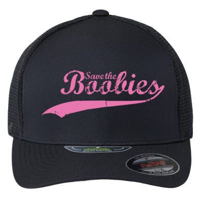 Save The Boobies Retro Breast Cancer Flexfit Unipanel Trucker Cap