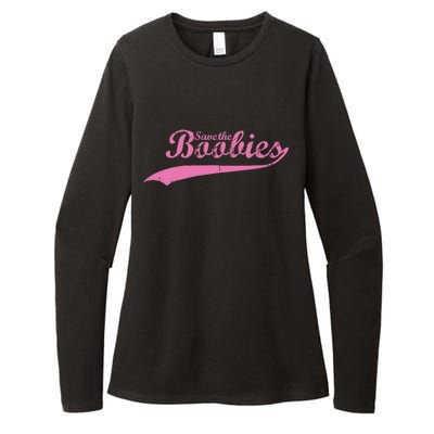 Save The Boobies Retro Breast Cancer Womens CVC Long Sleeve Shirt