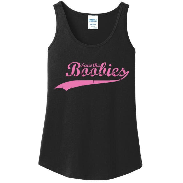 Save The Boobies Retro Breast Cancer Ladies Essential Tank