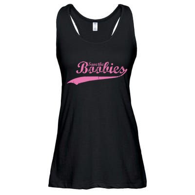 Save The Boobies Retro Breast Cancer Ladies Essential Flowy Tank