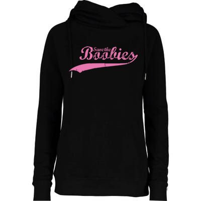 Save The Boobies Retro Breast Cancer Womens Funnel Neck Pullover Hood