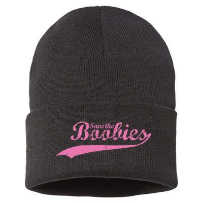 Save The Boobies Retro Breast Cancer Sustainable Knit Beanie