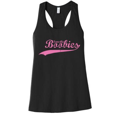 Save The Boobies Retro Breast Cancer Women's Racerback Tank