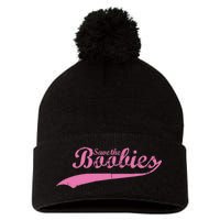 Save The Boobies Retro Breast Cancer Pom Pom 12in Knit Beanie