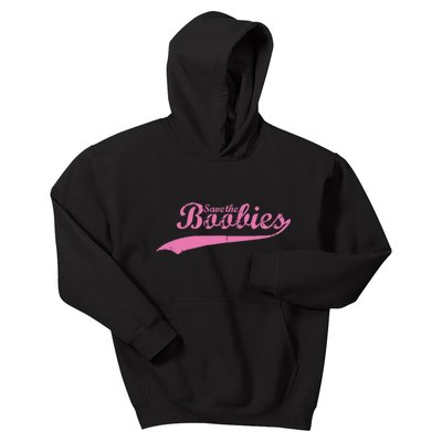 Save The Boobies Retro Breast Cancer Kids Hoodie