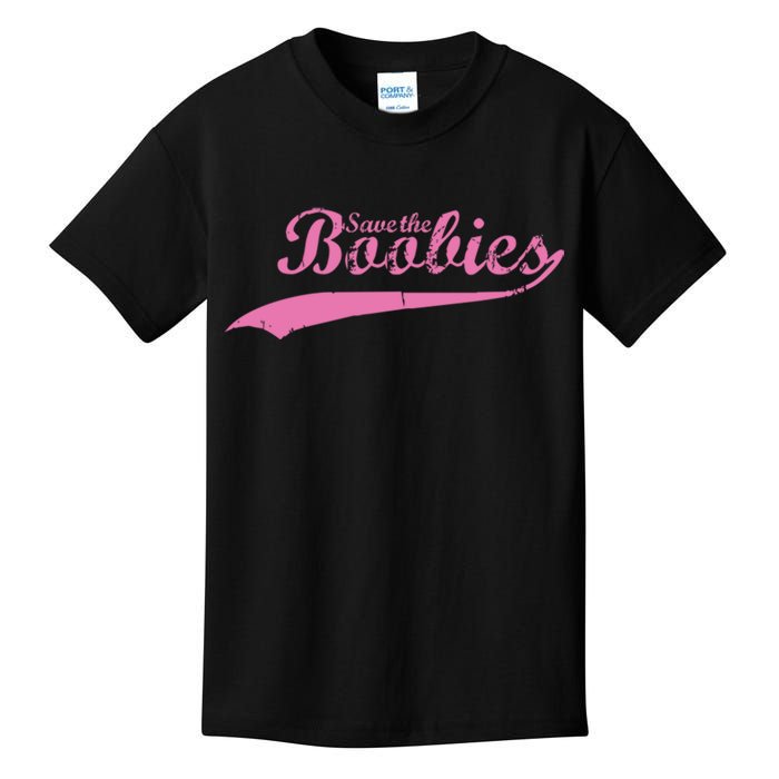 Save The Boobies Retro Breast Cancer Kids T-Shirt