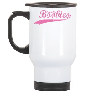 Save The Boobies Retro Breast Cancer Stainless Steel Travel Mug