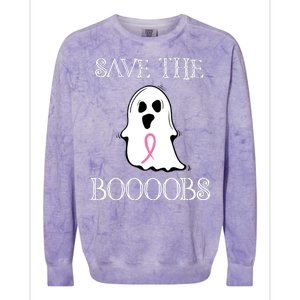 Save The Boooobs Breast Cancer Halloween Ghost Colorblast Crewneck Sweatshirt