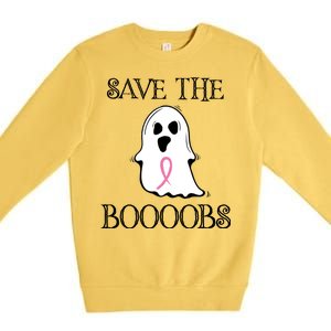 Save The Boooobs Breast Cancer Halloween Ghost Premium Crewneck Sweatshirt