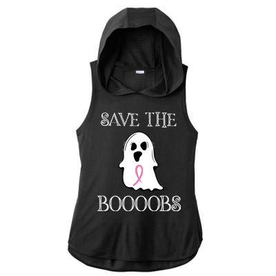 Save The Boooobs Breast Cancer Halloween Ghost Ladies PosiCharge Tri-Blend Wicking Draft Hoodie Tank