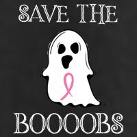 Save The Boooobs Breast Cancer Halloween Ghost 7 Panel Mesh Trucker Snapback Hat
