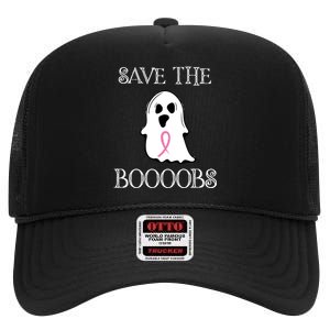 Save The Boooobs Breast Cancer Halloween Ghost High Crown Mesh Back Trucker Hat