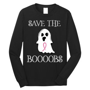 Save The Boooobs Breast Cancer Halloween Ghost Long Sleeve Shirt