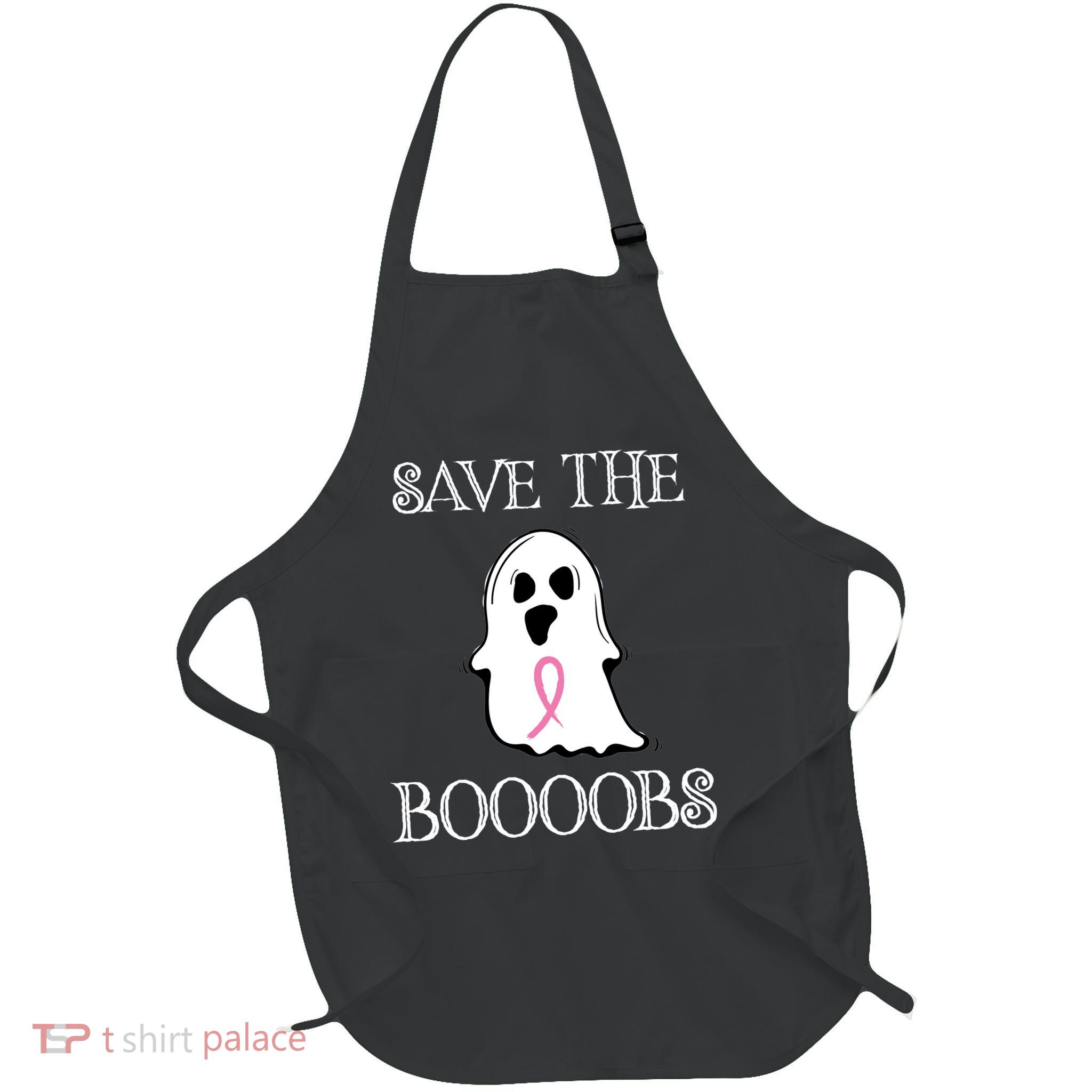 Save The Boooobs Breast Cancer Halloween Ghost Full-Length Apron With Pockets