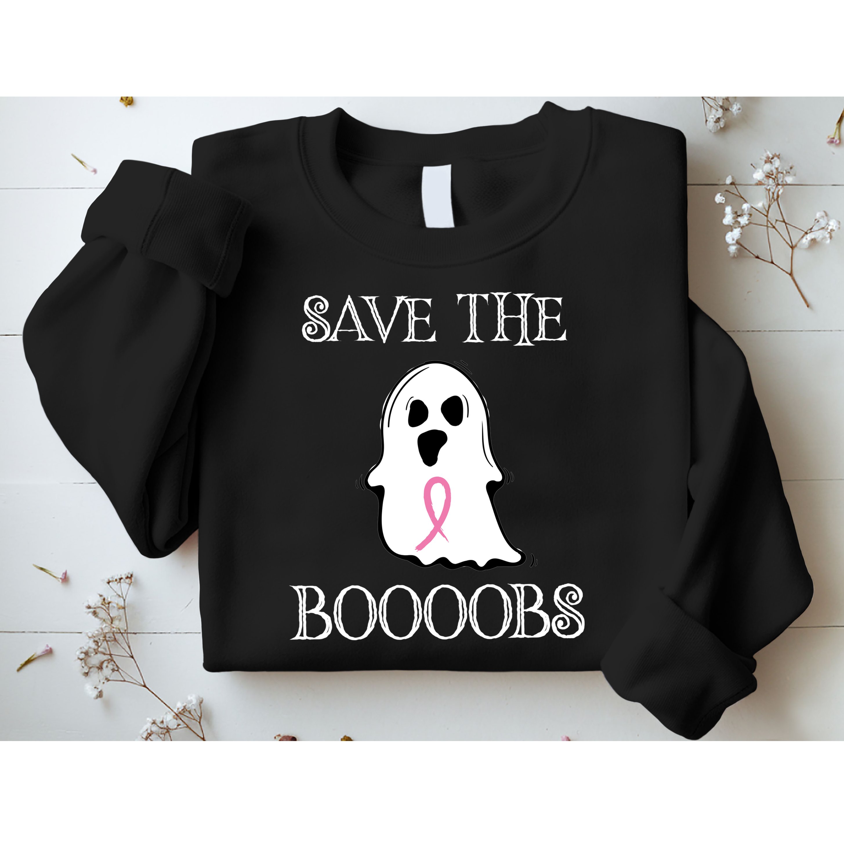 Save The Boooobs Breast Cancer Halloween Ghost Sweatshirt