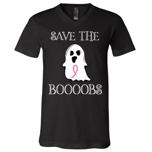 Save The Boooobs Breast Cancer Halloween Ghost V-Neck T-Shirt