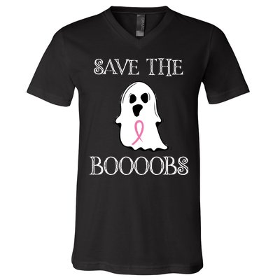 Save The Boooobs Breast Cancer Halloween Ghost V-Neck T-Shirt