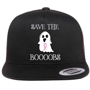 Save The Boooobs Breast Cancer Halloween Ghost Flat Bill Trucker Hat